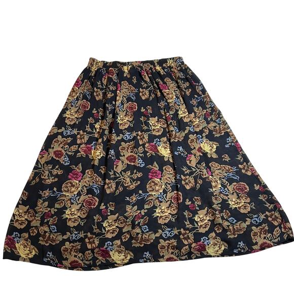 Sag Harbor Pull On Floral Print A-Line Maxi Skirt Size L Boho Festival Colorful - Picture 2 of 10